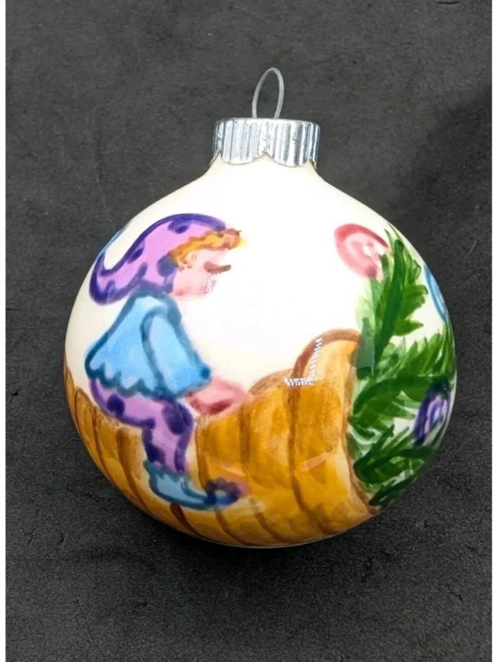 Shiny Brite USA 1981 Suzi Long Ceramic Christmas Ornament Handpainted 2”